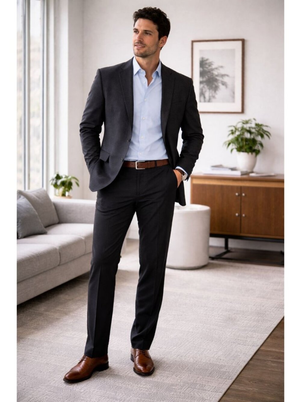 Kuhlman Men’s Wool Dress Pants Black Size 42 Flat Front Career Office Classic Ta